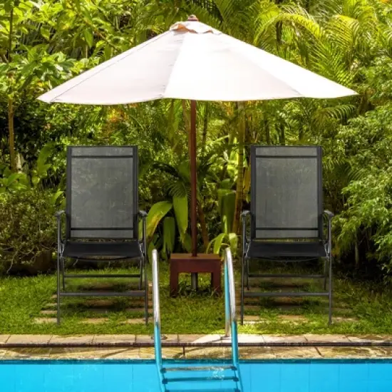 Costway Set of 2 Patio Folding Chair Recliner Adjustable  Black image {9}
