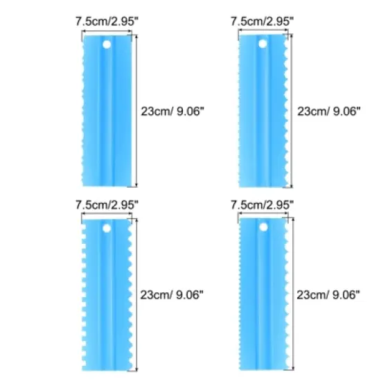 Unique Bargains Plastic Comb Lace Cake Decorating Kitchen Scrapers 4 Pcs image {1}
