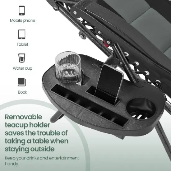 Yaheetech 2pcs 26in Padded Outdoor Zero Gravity Chair image {5}