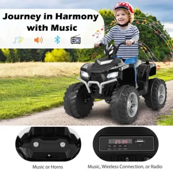 Honeyjoy 24V Kids Ride-On Electric ATV 4-Wheeler Quad Car with Wireless Connection Black/Blue/Pink/Red/Purple image {7}