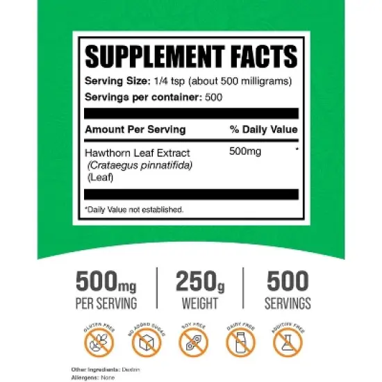 BulkSupplements Hawthorn Leaf Extract Powder image {1}