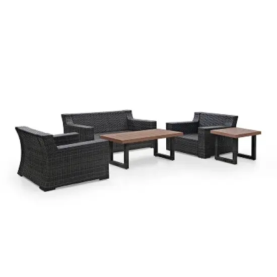 Beaufort 5pc Outdoor Wicker Conversation Set - Mist - Crosley image {6}