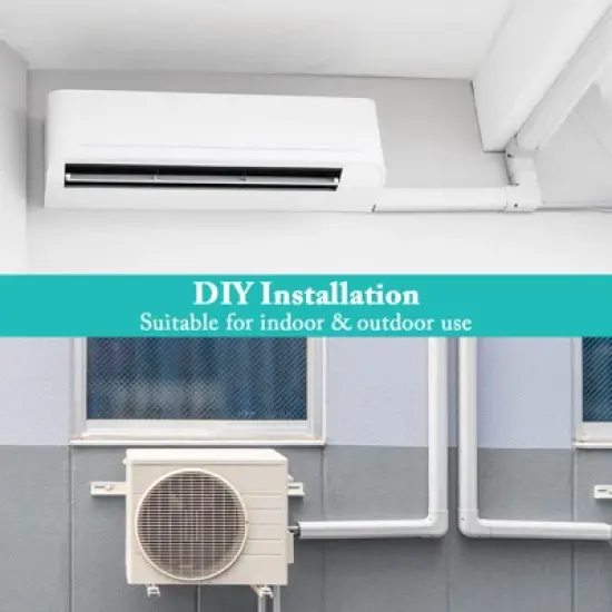 Costway 4" PVC Decorative Mini Split Line Set Cover with Flexible Duct & Straight Duct image {4}
