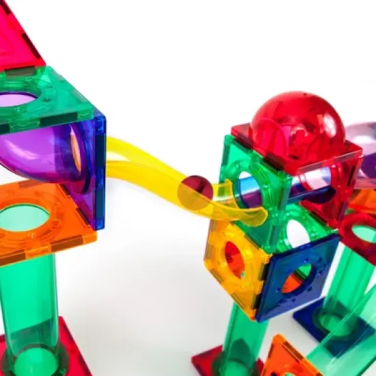 PICASSO-TILES Marbles for Marble Run Magnetic Tiles for Kids, LED, Educational Magnet Tile Race Track Building Blocks STEM Toy, 4PCS image {3}