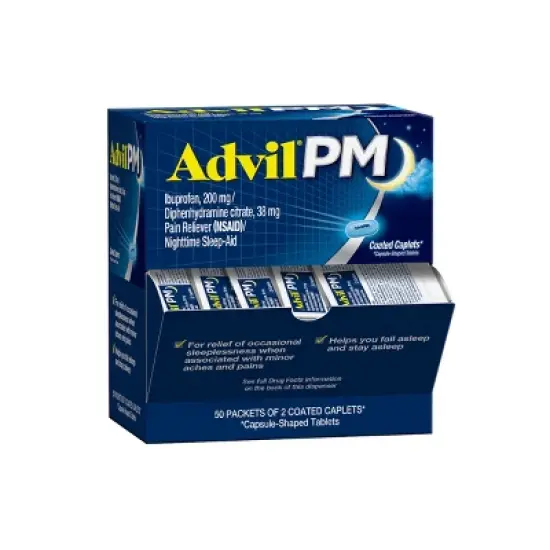 Advil PM 200mg Pain Reliever and Nighttime Sleep Aid - Ibuprofen (NSAID) Caplets - 50pk image {12}