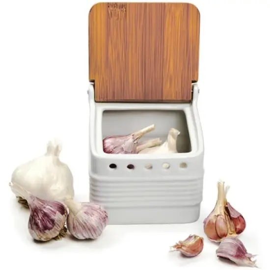 Rsvp Stoneware Garlic Keeper - White image {2}