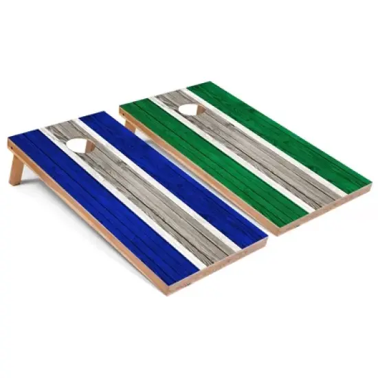 Skip's Garage Royal and Kelly Striped Cornhole Board Set, Includes 2 Boards, 8 Bags image {6}