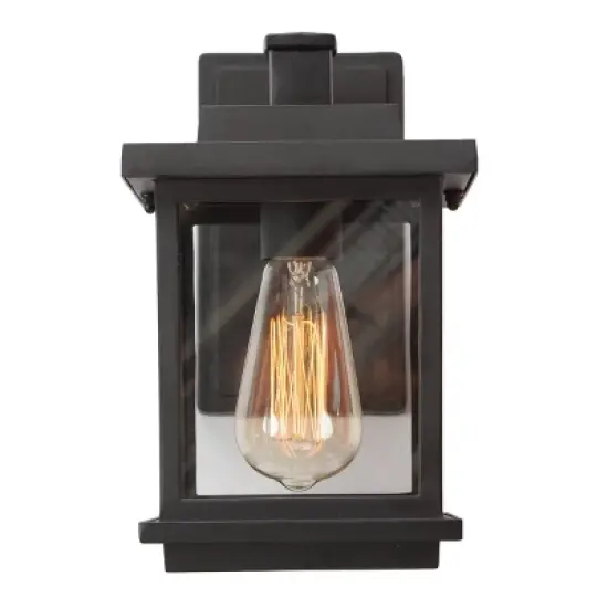 10.6" Metal/Glass Outdoor Lamp Black - LNC image {6}