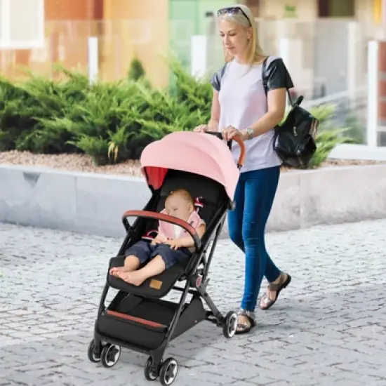 Infans Lightweight Baby Stroller Aluminium Frame w/ Net for Travel Pink image {2}