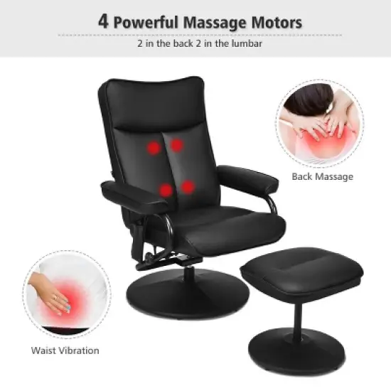 Massage Recliner Couch Chair Lounge Swivel w/Ottoman Side Pocket Remote Control image {5}