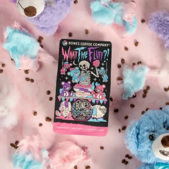 Bones Coffee Company What the Fluff?! Berry Cotton Candy Flavor Ground Coffee Beans 12 oz Medium Roast (Whole Bean) image {2}
