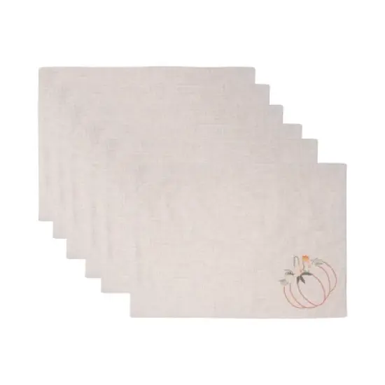 C&F Home Beige Autumn Botanical Pumpkin 100% Cotton Embroidered Set of 6 Placemats 14" x 20" image {6}