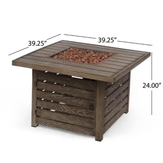 Elberton Outdoor Square Fire Pit - Brown - Christopher Knight Home image {9}