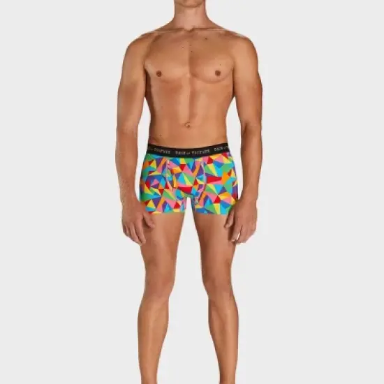Pair of Thieves Men's Rainbow Abstract Print Super Fit Trunks - Red/Blue/Green image {5}