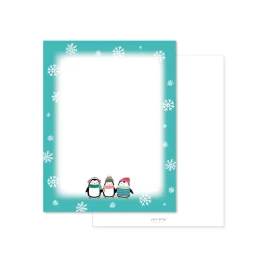 Paper Frenzy North Pole Penguin Trio Friends Holiday Christmas Letterhead Paper Pack of 75 image {1}