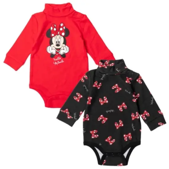Disney Minnie Mouse Baby Girls 2 Pack Turtleneck Bodysuits Newborn to Infant image {14}