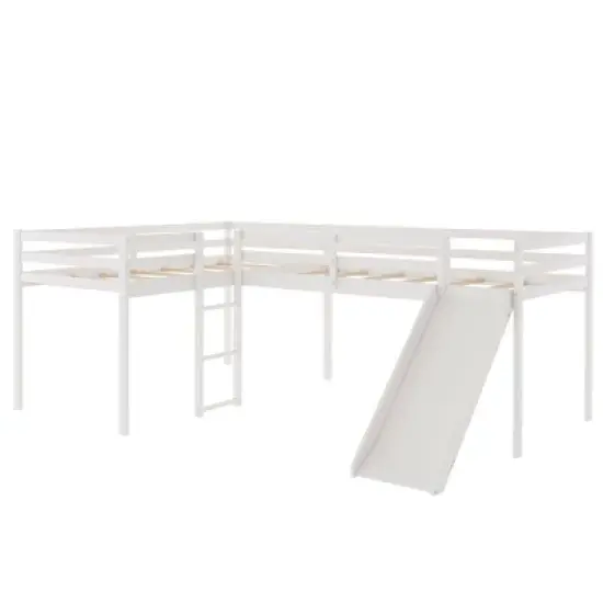 L-Shaped Twin Size Loft Bed with Ladder and Slide - ModernLuxe image {5}