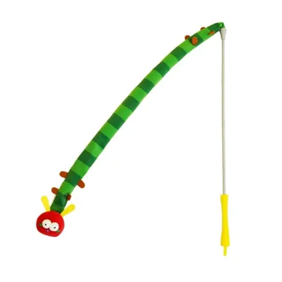 ZEZE Cuddly Caterpillar Cat Teaser Wand-Green image {5}