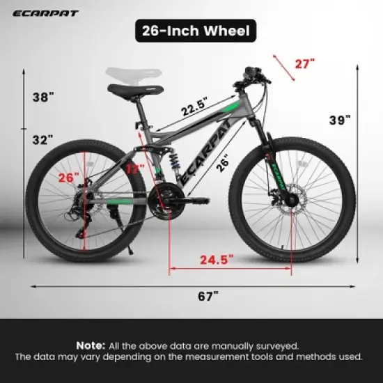 KTMBDW 26 Inch Mountain Bike, Front, Rugged and Durable for Teens and Adults Learning to Ride image {8}