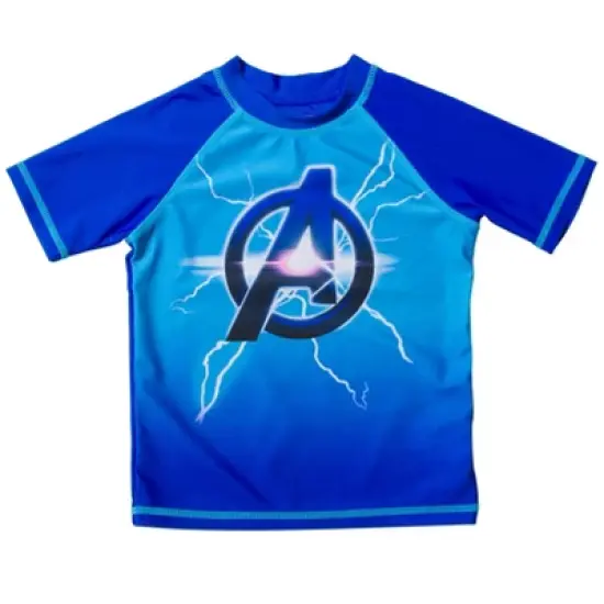 Marvel Avengers Spider-Man Hulk Black Panther Iron Man Thor Rash Guard Swim Shirt Little Kid to Big Kid image {9}