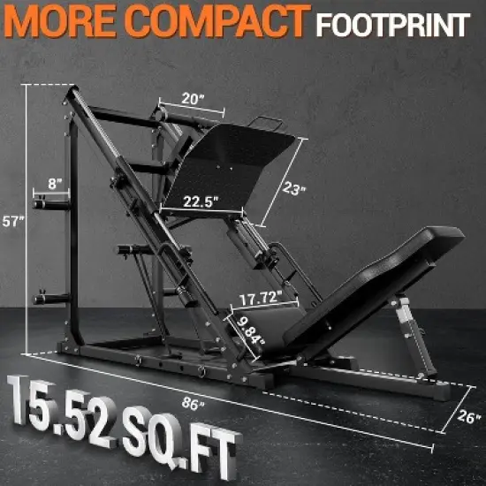 Acekool 45 Degree Leg Press Machine for Home Gym, Professional Lower Body Strength Trainer, 2000LB Capacity, Adjustable, Black image {1}