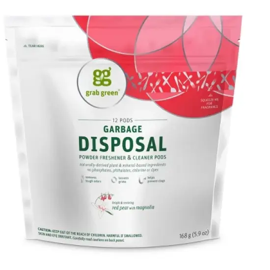 Grab Green Garbage Disposal Freshener & Cleaner Pods, Red Pear with Magnolia Scent image {7}