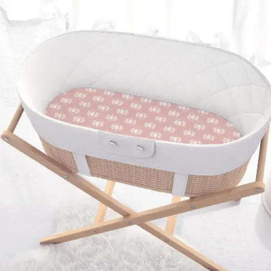 The Peanutshell Botanical Elephant Bassinet Sheets for Newborn Baby Girl, 4 Pack Set image {1}