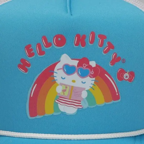 Hello Kitty Rainbow Pool Float Men's Light Blue Foam Trucker Hat image {2}