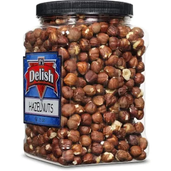 Raw Hazelnuts Shelled by It's Delish, 2.5 lbs Jumbo Container jar image {4}