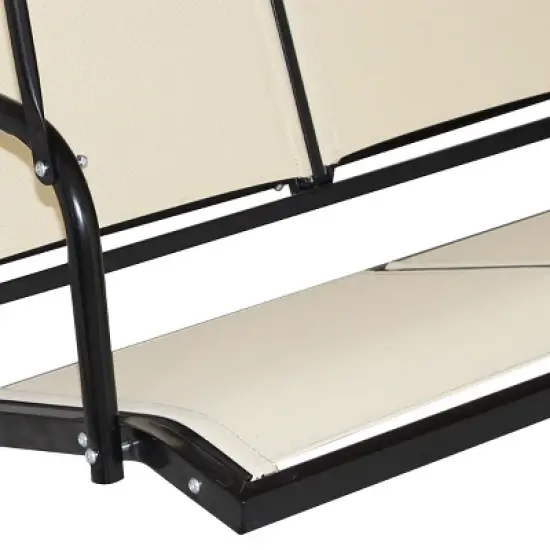 Costway 3 Person Outdoor Patio Swing Canopy Awning Yard Furniture Hammock Steel Beige image {3}