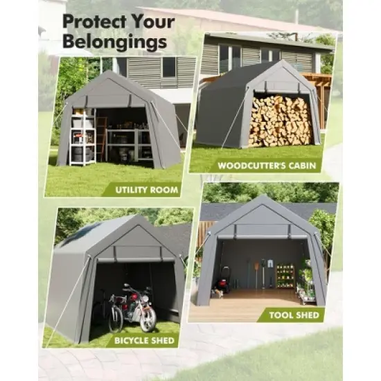 Outdoor Storage Shed, Portable Garage with Roll-up Door, Outdoor Heavy-Duty Motorcycle Storage Tent, UV-Resistant Waterproof Carport image {3}