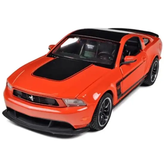 2012 Ford Mustang Boss 302 Orange and Black 1/24 Diecast Model Car by Maisto image {1}