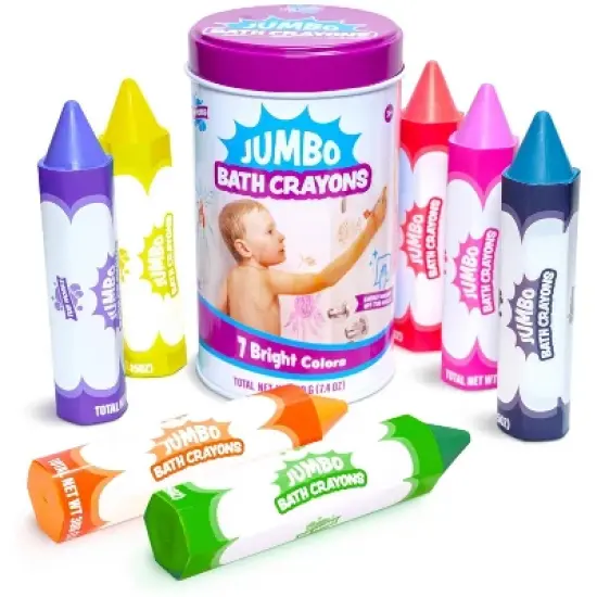 Tub Works Smooth Jumbo Bath Crayons Bath Toy, 7 Pack image {8}