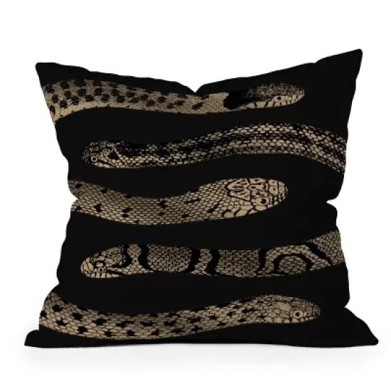 Deny Designs Emanuela Carratoni Vintage Snake Square Outdoor Throw Pillow Black/Gold image {6}