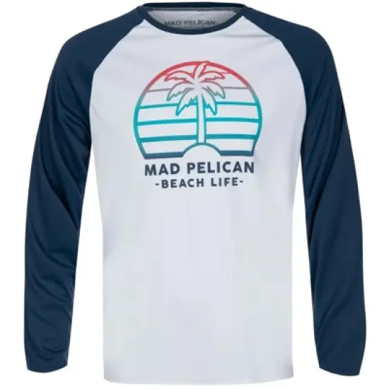 Mad Pelican Ombre Palm Shade Sun Kicker Raglan UV Long Sleeve T-Shirt - White image {1}
