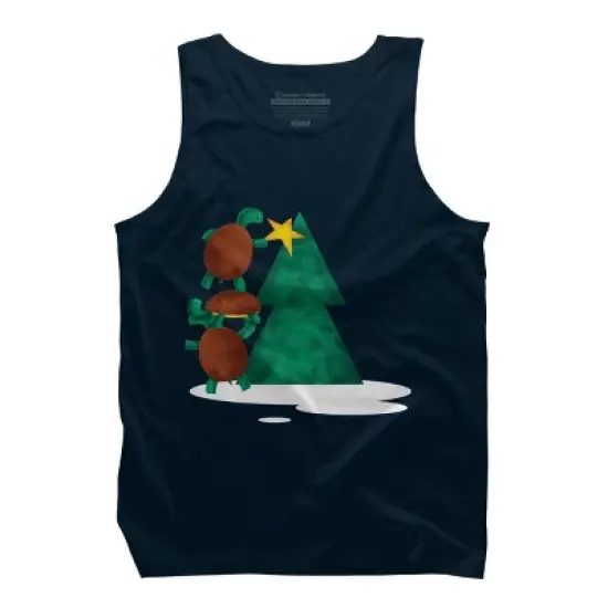 Men's Design By Humans Christmas Tree Turtle By moredesignsplease Tank Top image {5}
