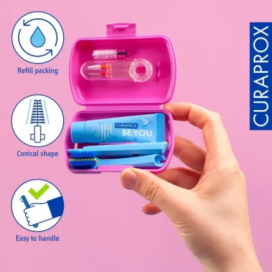 Curaprox Ortho Travel Set Pink, Complete Braces Care Kit for On-the-Go Oral Hygiene image {3}