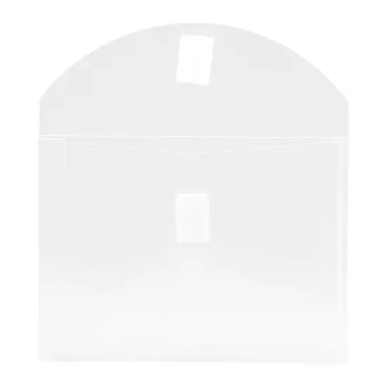 JAM Paper 5 1/2'' x 7 1/2'' 12pk Plastic Envelopes with Hook & Loop Closure, 1" Expansion, Index Booklet - Clear image {2}