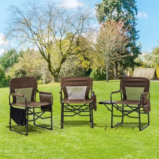 Karl Home Brown Metal Folding Beach Chair(Set of 1) image {6}