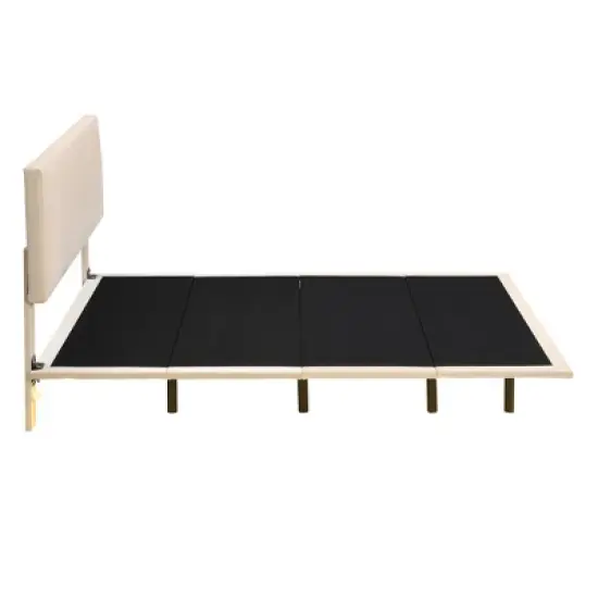Queen Size Upholstered Floating Velvet Platform Bed with Sensor Light and Headboard-ModernLuxe image {6}