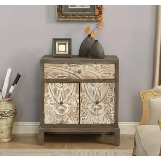 Knight 1 Drawer 2 Door Cabinet Weathered Natural/Brown - Treasure Trove Accents image {4}