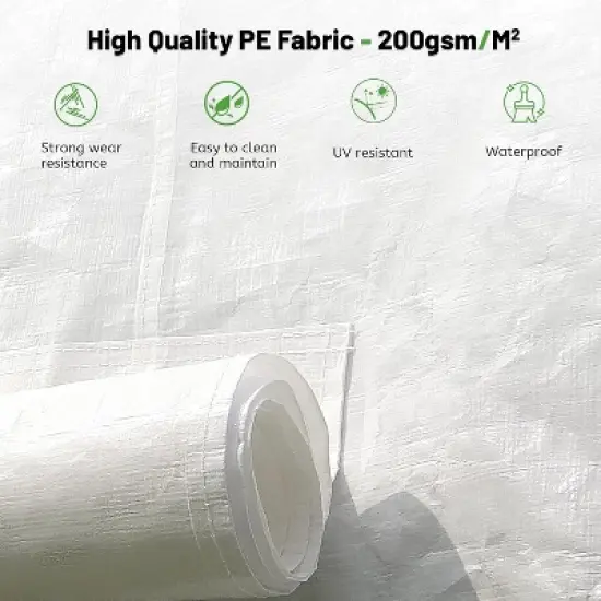 DOMETOUR 12'x20' Universal Waterproof Gazebo Cover with Sidewalls & Mesh Windows, All-Season Enclosure for Hardtop Gazebos, White image {3}