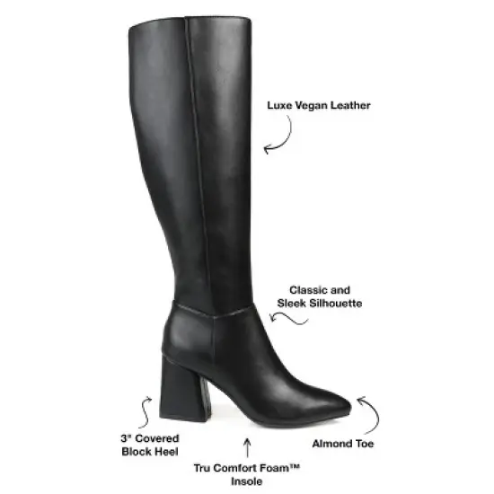 Journee Collection Womens Landree Tru Comfort Foam Wide Calf Block Heel Knee High Boots image {7}