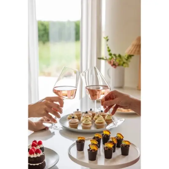 over&back Set of 4 12oz Modern Contemporary Stem Mouth-Blown Glasses Clear image {12}