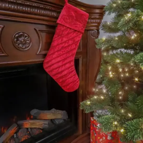 10" Red HGTV Home Collection Quilted Christmas Stocking - National Tree Company image {1}