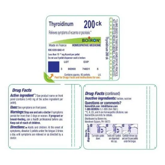 Thyroidinum 200CK by Boiron Homeopathic Single Medicine For First Aid  -  80 Pellet image {1}