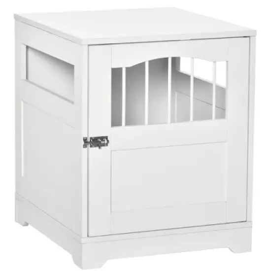 PawHut Furniture Stylish Dog Kennel, Wooden & Wire End Table with Lockable Door, Miniature Size Pet Crate Indoor Puppy Cage image {7}