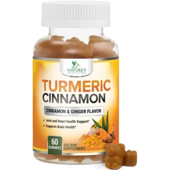 Turmeric Curcumin Gummies 95% Curcuminoids Cinnamon, Ginger, Black Pepper Extract Max Absorption Joint Supplement - 60 Gummies By Nature's Nutrition image {9}