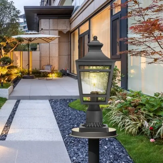 YUHAO Gardens, Yards or Entrances Anti-Rust Waterproof Outdoor Post Light Modern Black(2 PACK) image {1}