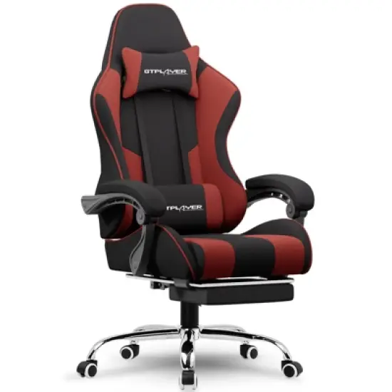 GTPLAYER Fabric Gaming Chair with Footrest and Lumbar Support, Height Adjustable Computer Chair with Headrest image {13}